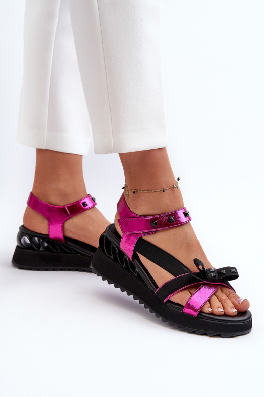 Damensandalen mit Bändern D&A CR956 pinke Farbe Damensandalen mit Bändern D&A CR956 pinke Farbe