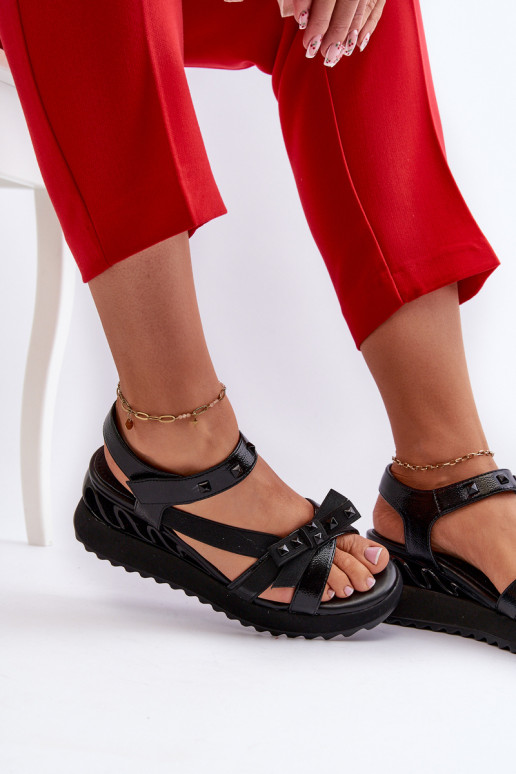 Damensandalen mit Bändern D&A CR956 schZuarze Farbe Damensandalen mit Bändern D&A CR956 schZuarze Farbe