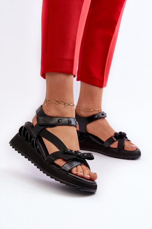 Damensandalen mit Bändern D&A CR956 schZuarze Farbe Damensandalen mit Bändern D&A CR956 schZuarze Farbe