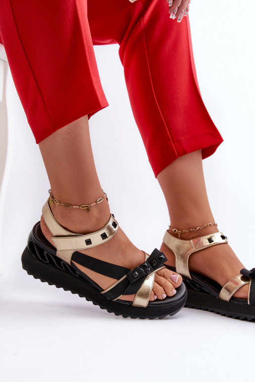 Dames sandalen met linten D&A CR956 gouden kleur Dames sandalen met linten D&A CR956 gouden kleur