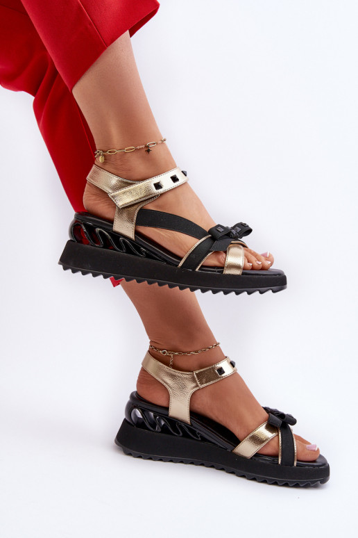 Dames sandalen met linten D&A CR956 gouden kleur Dames sandalen met linten D&A CR956 gouden kleur