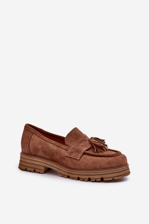 Zazoo 3469 Mocassins en daim Féminin avec des franges marron Zazoo 3469 Mocassins en daim Féminin avec des franges marron