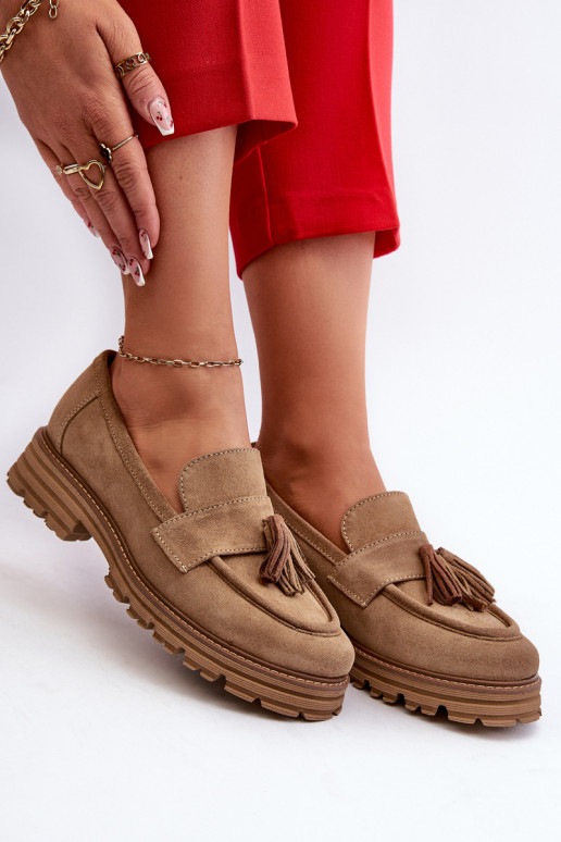 Zazoo 3469 INildledermokassins Feminin mit Fransen Beige Zazoo 3469 INildledermokassins Feminin mit Fransen Beige