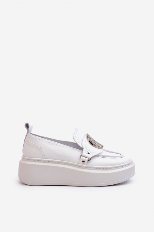 Zazoo 3486 mocassins pour femmes Peau avec des ornements couleur blanche Zazoo 3486 mocassins pour femmes Peau avec des ornements couleur blanche