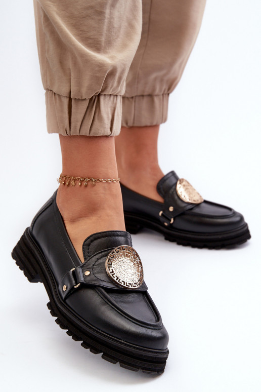 Zazoo 3485 mocassins pour femmes avec des détails dorés Cuir naturel Zazoo 3485 mocassins pour femmes avec des détails dorés Cuir naturel