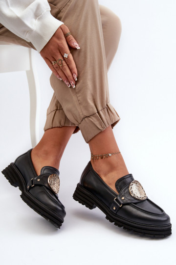 Zazoo 3485 dames mocassins met gouden details Echt leer 2