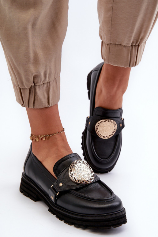 Zazoo 3485 mocassins pour femmes avec des détails dorés Cuir naturel Zazoo 3485 mocassins pour femmes avec des détails dorés Cuir naturel