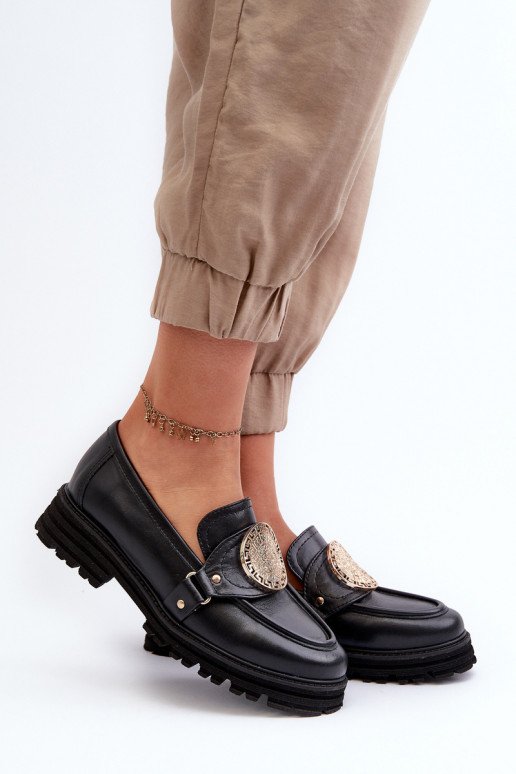 Zazoo 3485 dames mocassins met gouden details Echt leer Zazoo 3485 dames mocassins met gouden details Echt leer