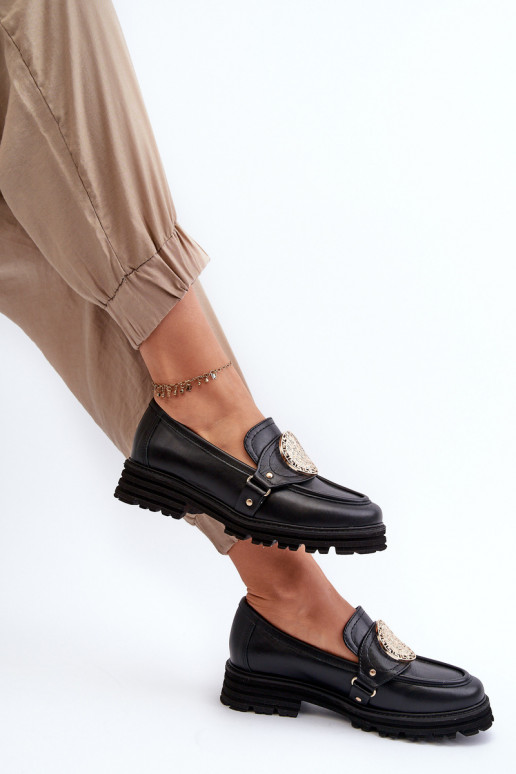 Zazoo 3485 dames mocassins met gouden details Echt leer Zazoo 3485 dames mocassins met gouden details Echt leer