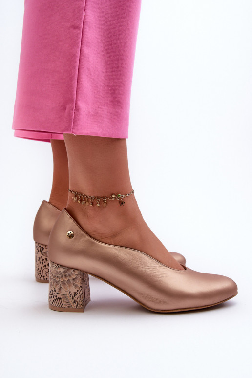 Style élégant Peau Chaussures avec des talons Il fautciejka 06422-25 couleur dorée Style élégant Peau Chaussures avec des talons Il fautciejka 06422-25 couleur dorée