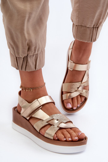 Zazoo 40397 Dames Dames sandalen met platform gouden kleur 2