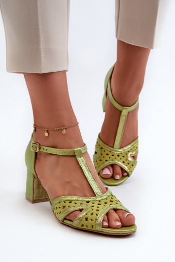 Sandalen Haut Feminin mit Absätzen Es mussciejka 06551-09 Kalkstein