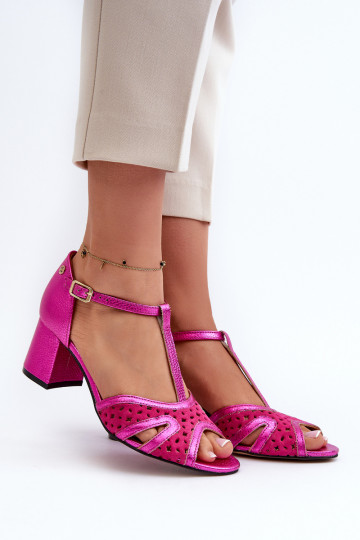 Sandalen Haut Feminin mit Absätzen Es mussciejka 06551-15 pinke Farbe 2