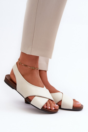 Sandales en cuir pour femmes Zazoo 40407 couleur ivoire 2