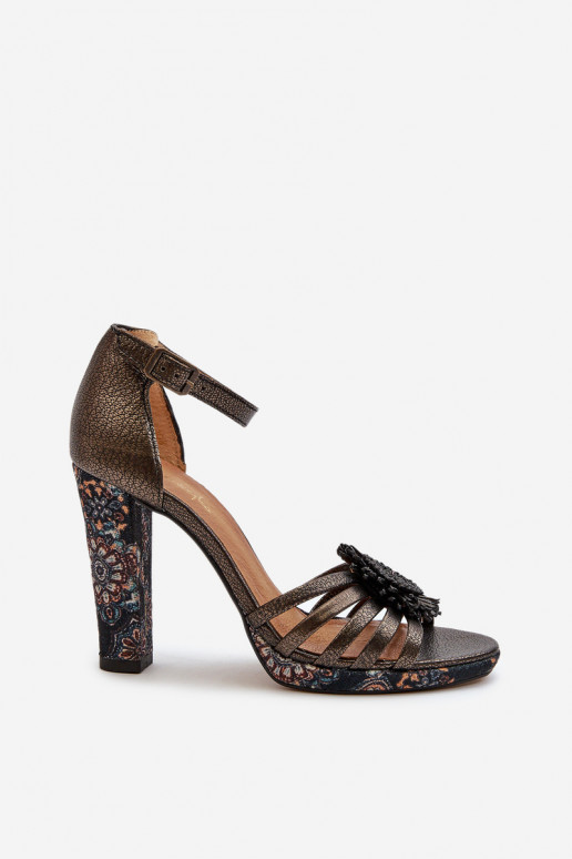 Damessandalen met hoge hakken met ornamenten Het heeftciejka 06620-20 grijs Damessandalen met hoge hakken met ornamenten Het heeftciejka 06620-20 grijs