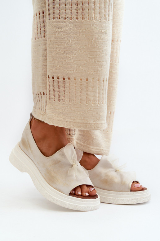 Zazoo 2939 Damensandalen Feminin mit Bändern goldene Farbe Przecierany Zazoo 2939 Damensandalen Feminin mit Bändern goldene Farbe Przecierany