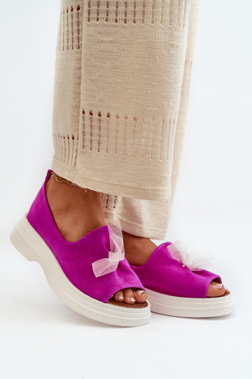 Zazoo 2939 dames suede sandalen met strikken roze 2