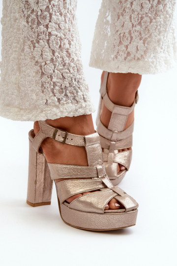 Sandales à talons hauts pour femme Peau Il fautciejka 06050-25 couleur dorée