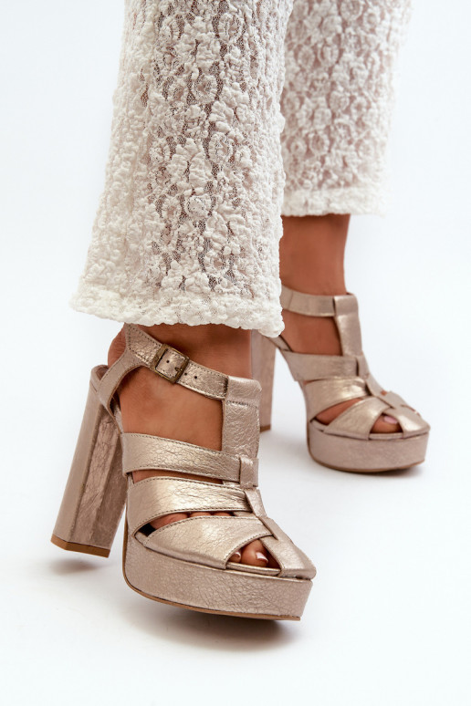 Sandales à talons hauts pour femme Peau Il fautciejka 06050-25 couleur dorée