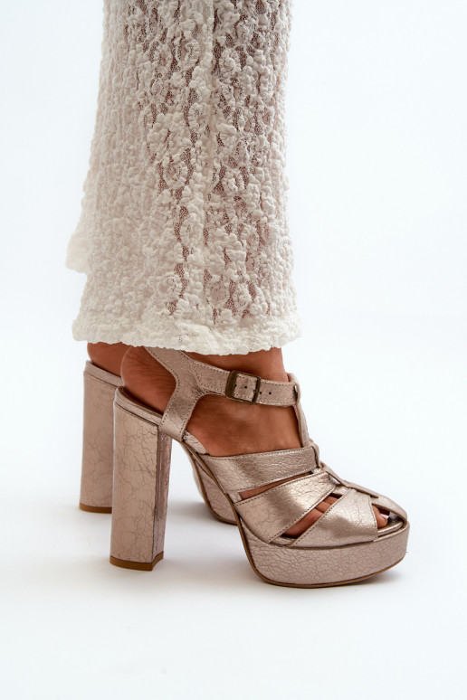 Sandales à talons hauts pour femme Peau Il fautciejka 06050-25 couleur dorée