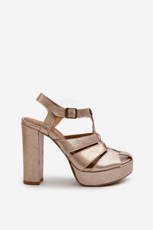 Sandales à talons hauts pour femme Peau Il fautciejka 06050-25 couleur dorée