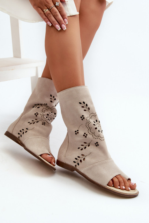 Zazoo 3437 Féminin Sandales en daim avec une botte Au Château couleur ivoire Zazoo 3437 Féminin Sandales en daim avec une botte Au Château couleur ivoire