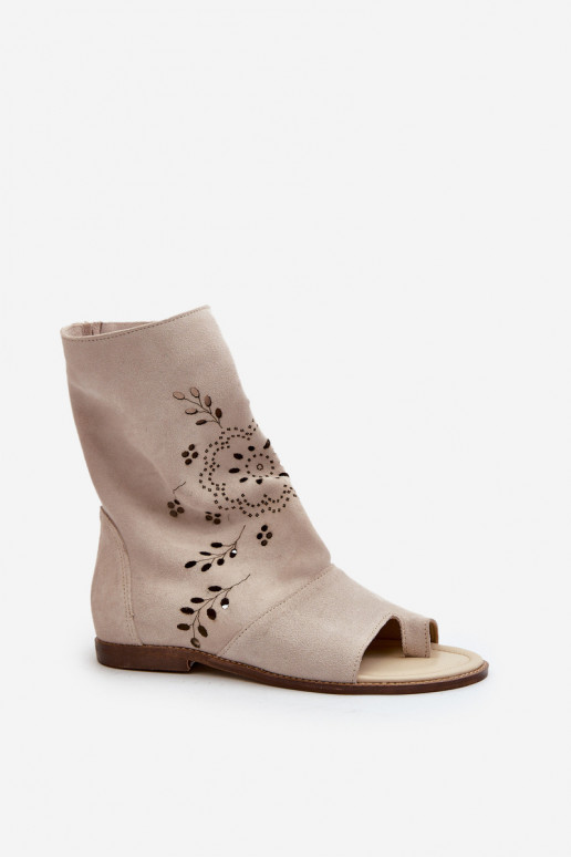 Zazoo 3437 Féminin Sandales en daim avec une botte Au Château couleur ivoire Zazoo 3437 Féminin Sandales en daim avec une botte Au Château couleur ivoire