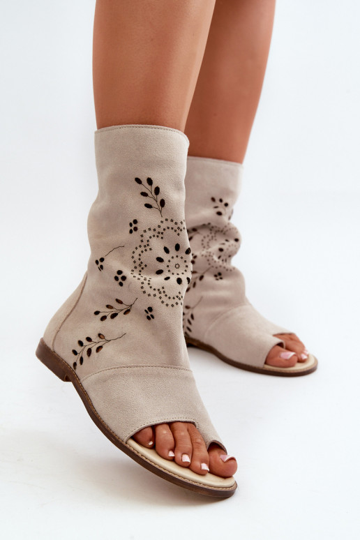 Zazoo 3437 Féminin Sandales en daim avec une botte Au Château couleur ivoire Zazoo 3437 Féminin Sandales en daim avec une botte Au Château couleur ivoire