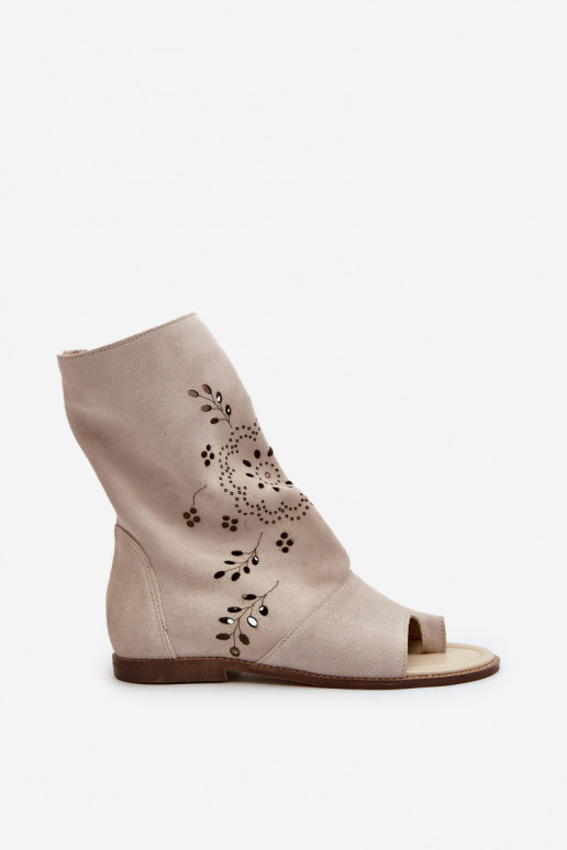 Zazoo 3437 Féminin Sandales en daim avec une botte Au Château couleur ivoire Zazoo 3437 Féminin Sandales en daim avec une botte Au Château couleur ivoire