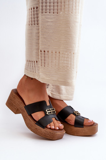 Zazoo 40412 Haut Eleganter Stil Damenhausschuhe mit goldenen Details schZuarze Farbe 2