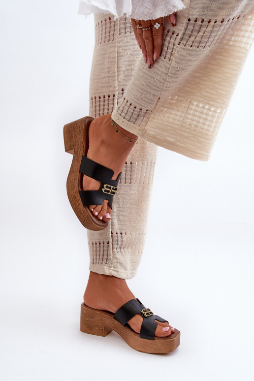 Zazoo 40412 Leer Elegante stijl Damespantoffels met gouden details zInart Zazoo 40412 Leer Elegante stijl Damespantoffels met gouden details zInart