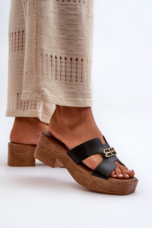 Zazoo 40412 Haut Eleganter Stil Damenhausschuhe mit goldenen Details schZuarze Farbe Zazoo 40412 Haut Eleganter Stil Damenhausschuhe mit goldenen Details schZuarze Farbe