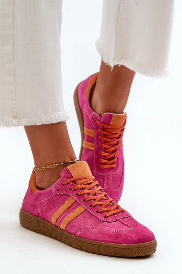 Zazoo N1068 suede lage sportieve schoenen dames roze
