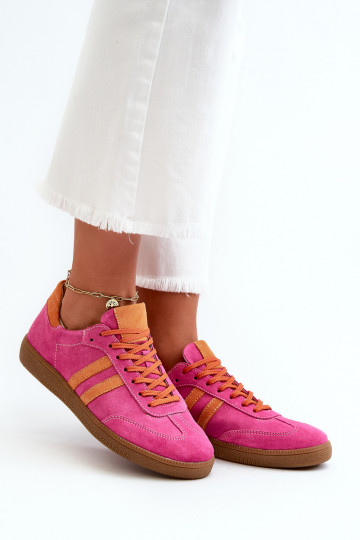 Zazoo N1068 suede lage sportieve schoenen dames roze 2