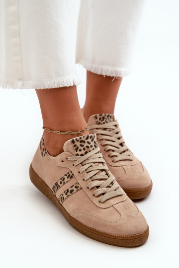 Zazoo N1068 en daim Faible Chaussures modèle baskets Féminin beige