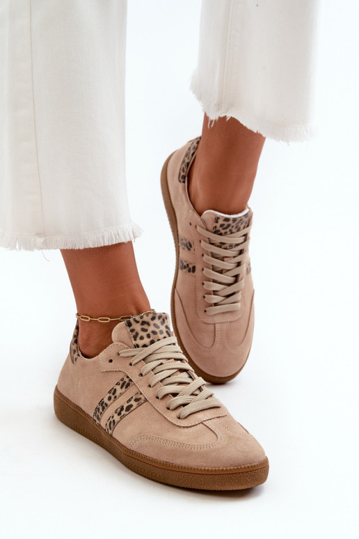 Zazoo N1068 aus INildleder Niedrig Sneakers Stilvollllschuhe Feminin Beige