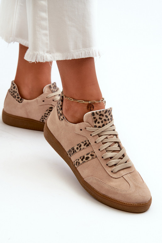 Zazoo N1068 aus INildleder Niedrig Sneakers Stilvollllschuhe Feminin Beige