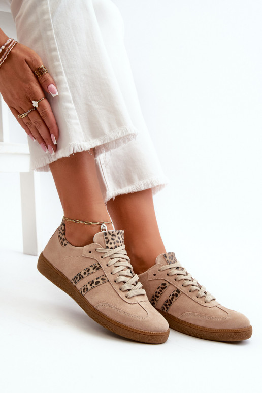 Zazoo N1068 van suède Laag Sneakers model schoenen Dames beige