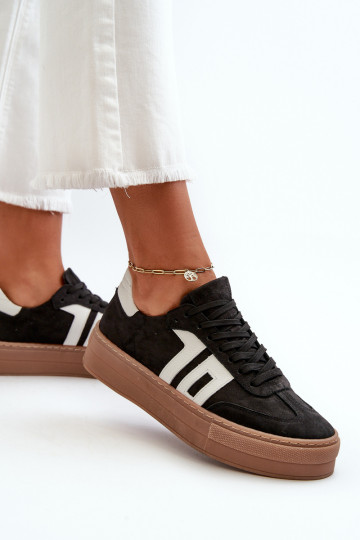 Zazoo N1095S2 Chaussures modèle baskets Peau Féminin avec une plateforme couleur noire