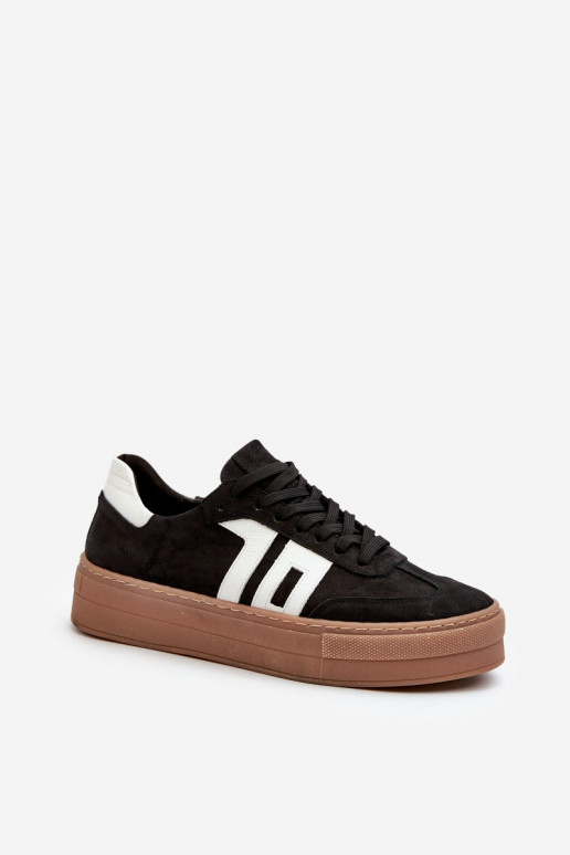 Zazoo N1095S2 Chaussures modèle baskets Peau Féminin avec une plateforme couleur noire Zazoo N1095S2 Chaussures modèle baskets Peau Féminin avec une plateforme couleur noire