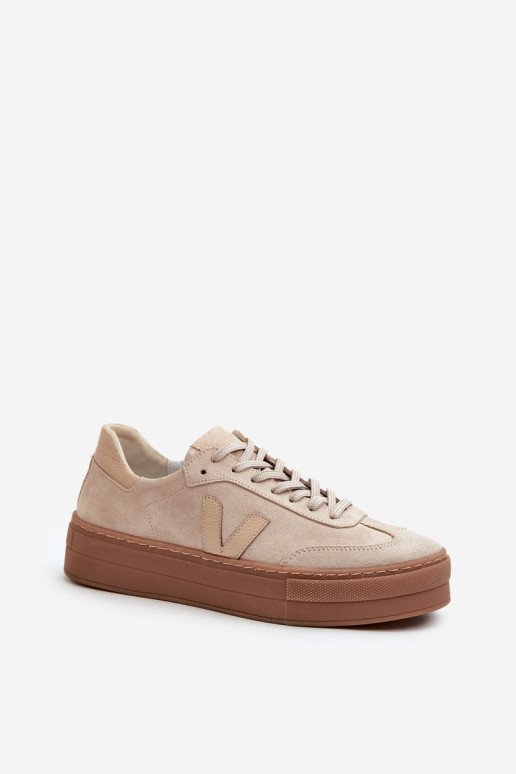 Zazoo N1100S2 Chaussures modèle baskets en daim Féminin avec une plateforme beige