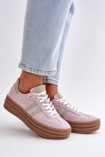 Zazoo N1068S4 Chaussures modèle baskets en daim avec une plateforme Couleur violette