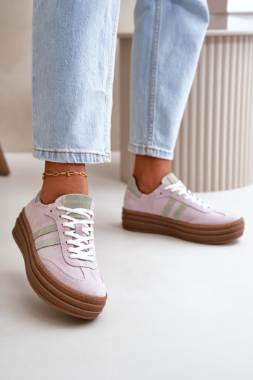 Zazoo N1068S4 Chaussures modèle baskets en daim avec une plateforme Couleur violette 2