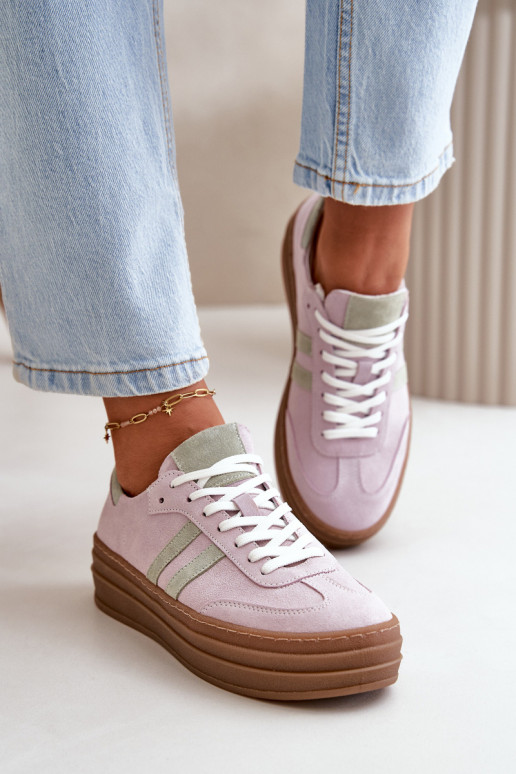 Zazoo N1068S4 Chaussures modèle baskets en daim avec une plateforme Couleur violette Zazoo N1068S4 Chaussures modèle baskets en daim avec une plateforme Couleur violette