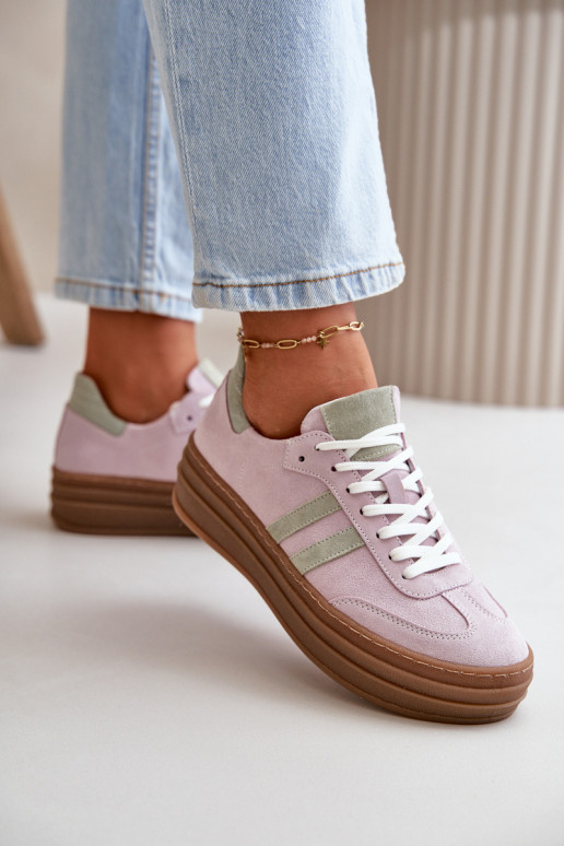 Zazoo N1068S4 Suède sneakers model schoenen met platform Paars Zazoo N1068S4 Suède sneakers model schoenen met platform Paars