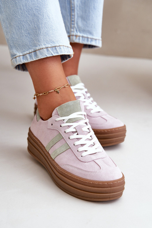 Zazoo N1068S4 Stilvollllschuhe aus INildleder-Sneakers mit einer Plattform Violette Farbe Zazoo N1068S4 Stilvollllschuhe aus INildleder-Sneakers mit einer Plattform Violette Farbe