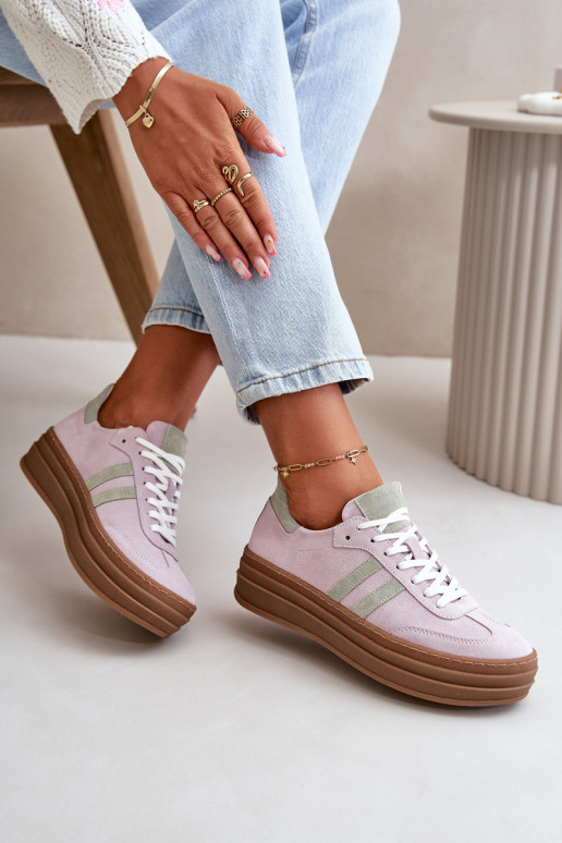 Zazoo N1068S4 Suède sneakers model schoenen met platform Paars Zazoo N1068S4 Suède sneakers model schoenen met platform Paars