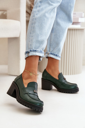 Zazoo 20168 Eleganter Stil Schuhe Feminin mit Absätzen Ermöglichtturleder Khaki-Farbe-Farbe