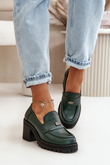 Zazoo 20168 Eleganter Stil Schuhe Feminin mit Absätzen Ermöglichtturleder Khaki-Farbe-Farbe 2