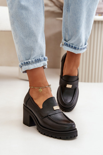 Zazoo 20168 Style élégant chaussures Féminin avec des talons Cuir naturel couleur noire 2
